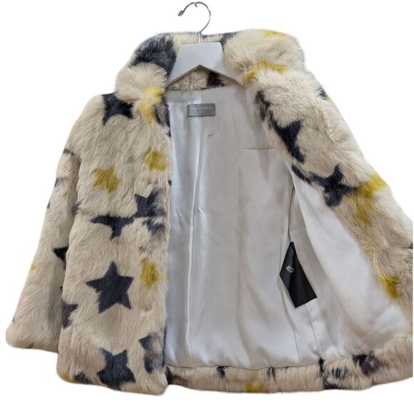 YVES SALOMON Enfant Rabbit Fur Star Pattern Coat Girl's Size 6 NWOT - Picture 4 of 9